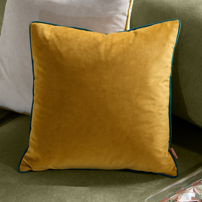 Furn Meridian Velvet Feather Filled Cushion, Blue,Yellow, 45 x 45cm