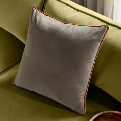 Furn Meridian Velvet Feather Filled Cushion, Brown, 45 x 45cm