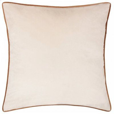 Furn Meridian Velvet Feather Filled Cushion, Ecru/Ginger, 45 x 45cm