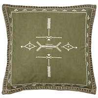 furn. Mini Inka Geometric Patterned Jute Trimmed Polyester Filled Cushion