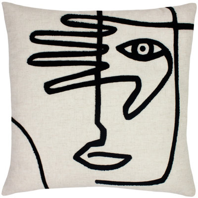 furn. Mono Face Abstract Feather Rich Cushion