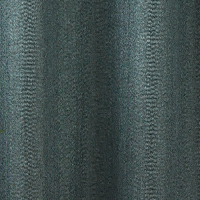 furn. Moon Herringbone 100% Blackout Eyelet Curtains, Mineral Blue