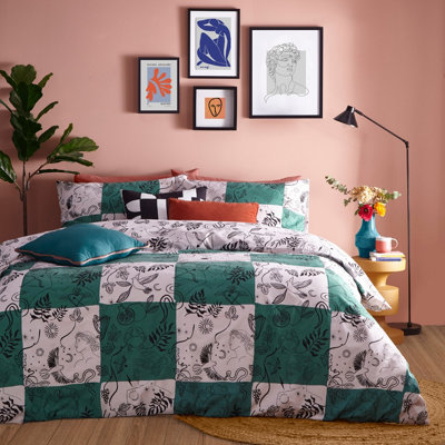 furn. Mythos Checkerboard Reversible Duvet Cover Set