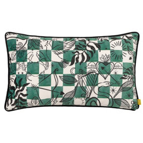 furn. Mythos Checkerboard Velvet Feather Filled Cushion