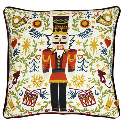 furn. Nutcracker Christmas Velvet Polyester Filled Cushion DIY at B&Q