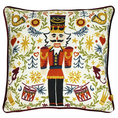 furn. Nutcracker Christmas Velvet Polyester Filled Cushion