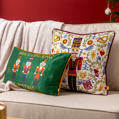 furn. Nutcracker Christmas Velvet Polyester Filled Cushion