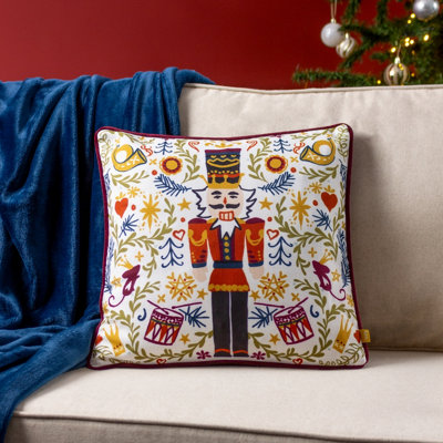 furn. Nutcracker Christmas Velvet Polyester Filled Cushion