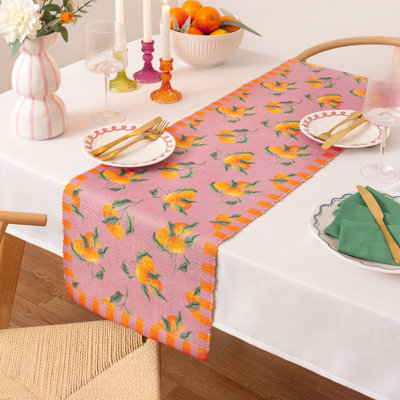 furn. Oranges Indoor/Outdoor Large Table Runner