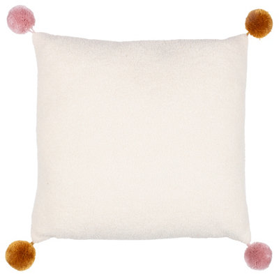 furn. Pom-Poms Ready Set Snow Boucle Polyester Filled Cushion