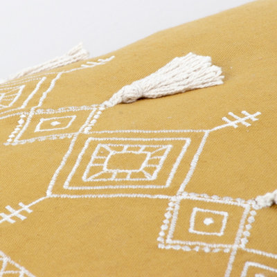 furn. Pritta Embroidered Tasselled Feather Filled Cushion