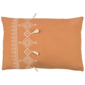 furn. Pritta Embroidered Tasselled Polyester Filled Cushion