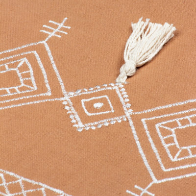 furn. Pritta Embroidered Tasselled Polyester Filled Cushion