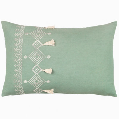 furn. Pritta Embroidered Tasselled Polyester Filled Cushion