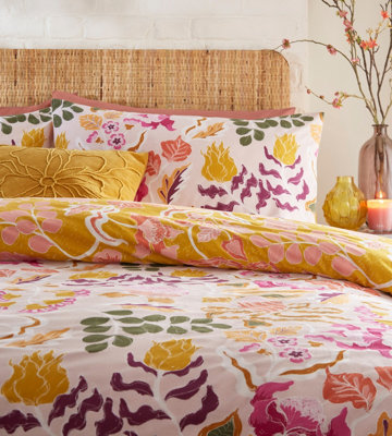 furn. Protea Abstract Floral Reversible Duvet Cover Set