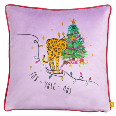 furn. Purrfect Fabyuleous Festive Velvet Polyester Filled Cushion