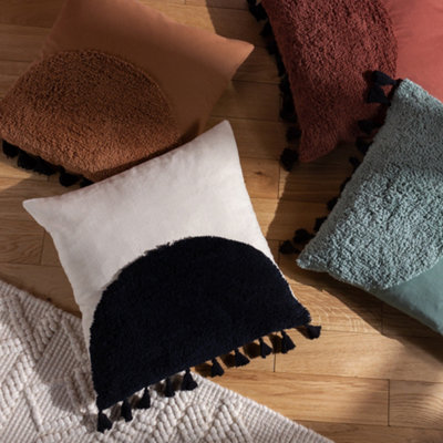 furn. Radiance Tufted Cotton Tasselled Polyester Filled Cushion
