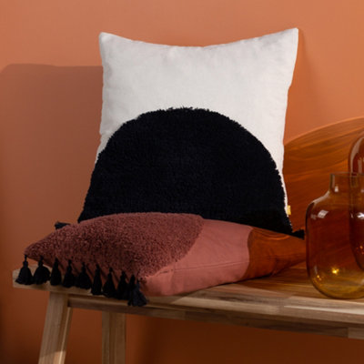 furn. Radiance Tufted Cotton Tasselled Polyester Filled Cushion