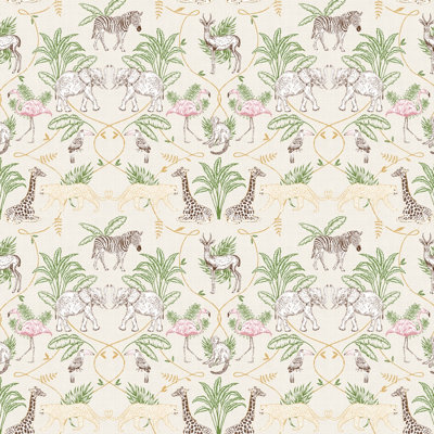 furn. Serengeti Natural Beige Animal Printed Wallpaper Sample