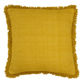 furn. Sienna 100% Cotton Fringed Feather Filled Cushion