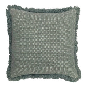 furn. Sienna 100% Cotton Fringed Feather Filled Cushion
