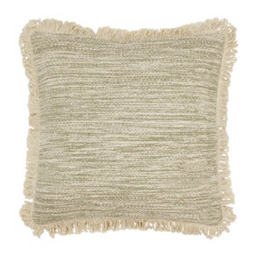 furn. Sienna Twill Woven Fringed Polyester Filled Cushion