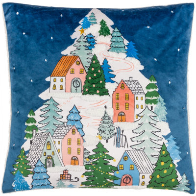 furn. Snowy Village Tree Feather Filled Cushion | DIY at B&Q