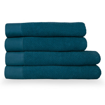 furn. Textured 4 Piece Bath Towel/Bath Sheet Bale, Cotton, Blue Price Comparisons | Compare The Build