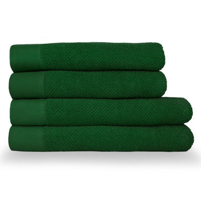 furn. Textured 4 Piece Bath Towel/Bath Sheet Bale, Cotton, Dark Green Price Comparisons | Compare The Build