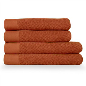 furn. Textured 4 Piece Bath Towel/Bath Sheet Bale, Cotton, Pecan