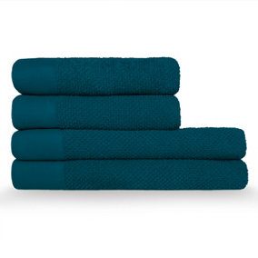 furn. Textured 4 Piece Hand/Bath Towel Bale, Cotton, Blue