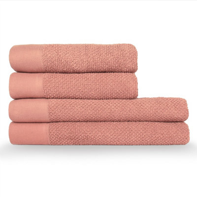 furn. Textured 4 Piece Hand/Bath Towel Bale, Cotton, Blush Price Comparisons | Compare The Build