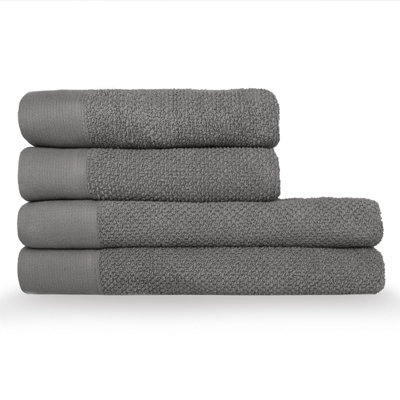furn. Textured 4 Piece Hand/Bath Towel Bale, Cotton, Cool Grey Price Comparisons | Compare The Build