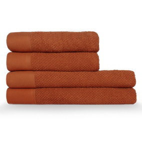 furn. Textured 4 Piece Hand/Bath Towel Bale, Cotton, Pecan