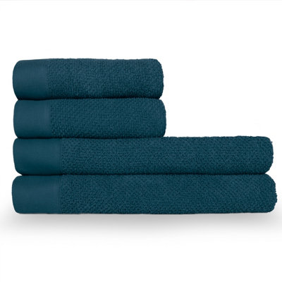 furn. Textured 4 Piece Hand Towel/Bath Sheet Bale, Cotton, Blue Price Comparisons | Compare The Build