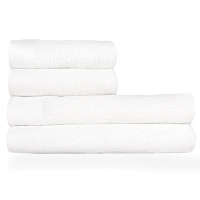 furn. Textured 4 Piece Hand Towel/Bath Sheet Bale, Cotton, White Price Comparisons | Compare The Build