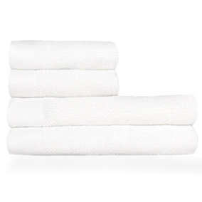 furn. Textured 4 Piece Hand Towel/Bath Sheet Bale, Cotton, White