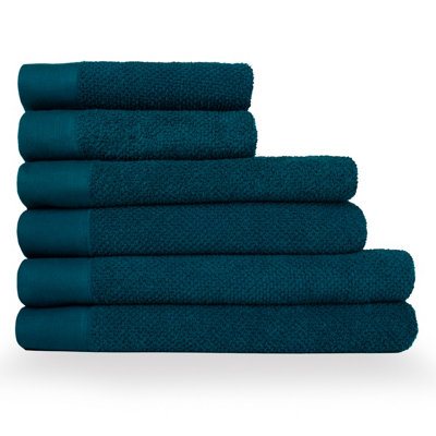 furn. Textured 6 Piece Hand Towel/Bath Towel/Bath Sheet Bale, Cotton, Blue Price Comparisons | Compare The Build
