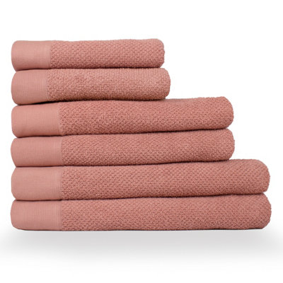 furn. Textured 6 Piece Hand Towel/Bath Towel/Bath Sheet Bale, Cotton, Blush Price Comparisons | Compare The Build