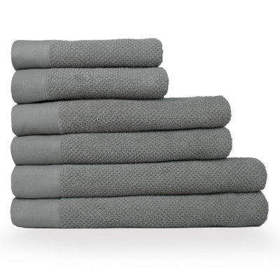 furn. Textured 6 Piece Hand Towel/Bath Towel/Bath Sheet Bale, Cotton, Cool Grey Price Comparisons | Compare The Build