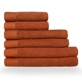 furn. Textured 6 Piece Hand Towel/Bath Towel/Bath Sheet Bale, Cotton, Pecan