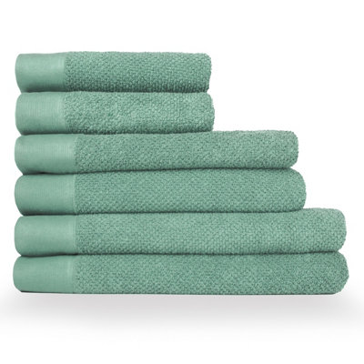 furn. Textured 6 Piece Hand Towel/Bath Towel/Bath Sheet Bale, Cotton, Smoke Green Price Comparisons | Compare The Build
