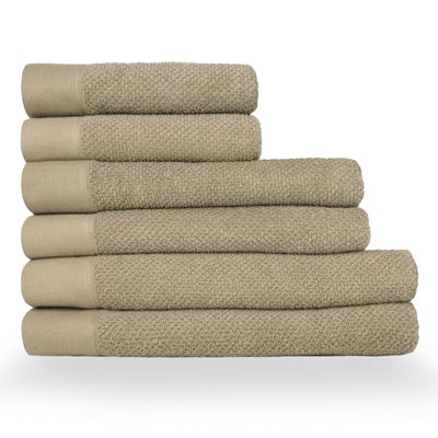 furn. Textured 6 Piece Hand Towel/Bath Towel/Bath Sheet Bale, Cotton, Warm Natural Price Comparisons | Compare The Build