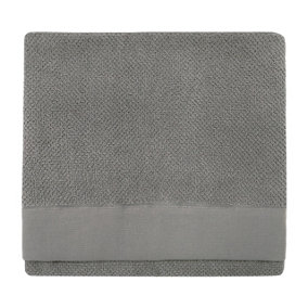 furn. Textured Bath Towel, Cotton, Cool Grey
