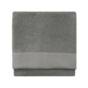 furn. Textured Hand Towel, Cotton, Cool Grey