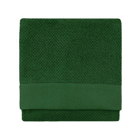 furn. Textured Hand Towel, Cotton, Dark Green
