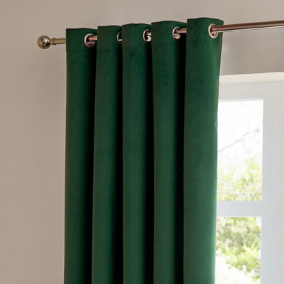 Furn The Ultimate Velvet Blackout Eyelet Curtain Pair, Emerald, (W) 229 x (D) 137cm