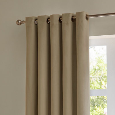 Furn The Ultimate Velvet Room Darkening Eyelet Curtain Pair, Mocha, (W) 168 x (D) 229cm
