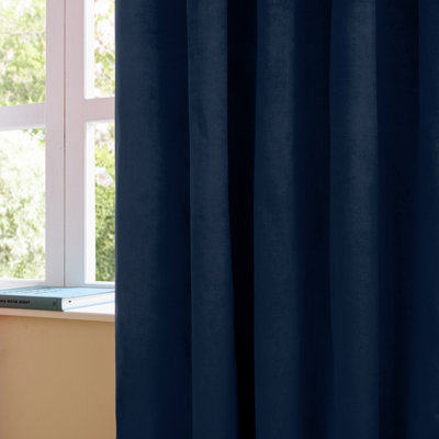 Furn The Ultimate Velvet Room Darkening Eyelet Curtain Pair, Royal, (W) 229 x (D) 229cm