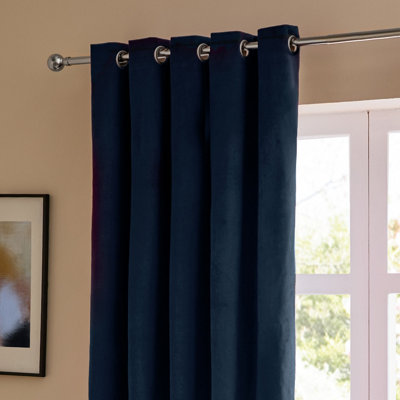 Furn The Ultimate Velvet Room Darkening Eyelet Curtain Pair, Royal, (W) 229 x (D) 229cm